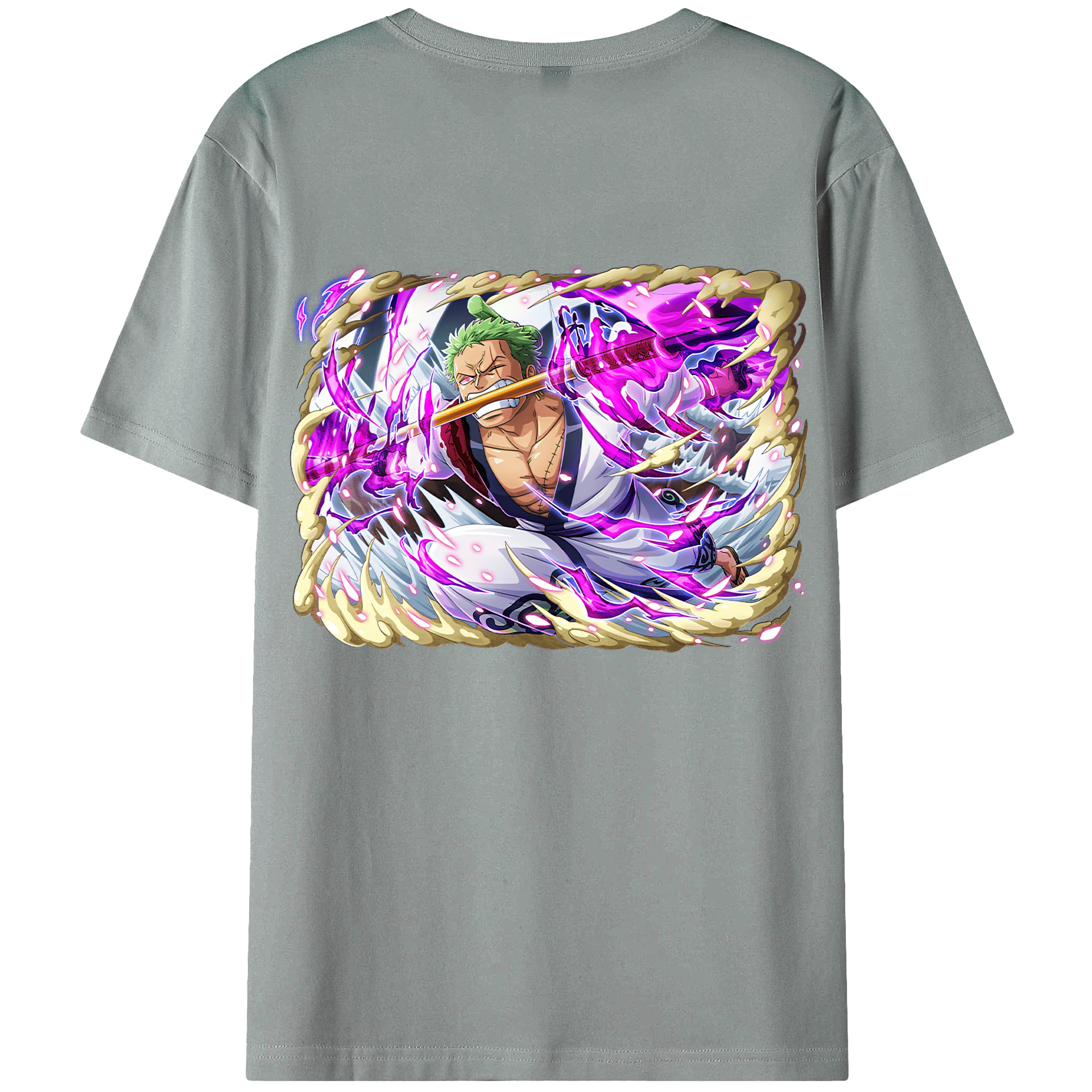 ワンピース ロロノア・ゾロ ONE PIECE Roronoa Zoro 綿100％ メンズ半袖Tシャツ（バックプリント） 通気性